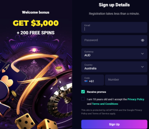 Lucky7even registration form: step 1